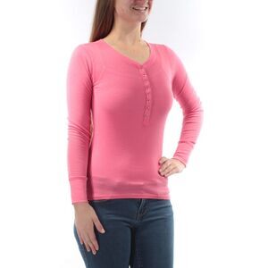 COLOR STORY Womens Pink Long Sleeve Jewel Neck Top Size: S